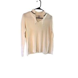 Chicos Zenergy Pullover White Womens S O Cashmere Cotton Blend